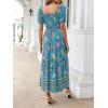 ZESICA Women’s 2026 Summer Boho Floral Print Square Neck Ruffle Swing Beach Long Maxi Dress(Lightgreen)