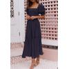 ZESICA Women’s 2026 Summer Boho Floral Print Square Neck Ruffle Swing Beach Long Maxi Dress(Navyblue)