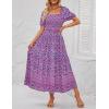 ZESICA Women’s 2026 Summer Boho Floral Print Square Neck Ruffle Swing Beach Long Maxi Dress(Purple)