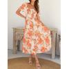 ZESICA Women’s 2026 Summer Boho Floral Print Square Neck Ruffle Swing Beach Long Maxi Dress(Tangerine)