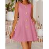 ZESICA Women’s Sleeveless Cocktail Mini Dresses 2026 Summer Elegant Crewneck Formal Business Party A Line Short Dress(Pink)