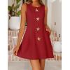 ZESICA Women’s Sleeveless Cocktail Mini Dresses 2026 Summer Elegant Crewneck Formal Business Party A Line Short Dress(Red)