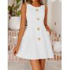 ZESICA Women’s Sleeveless Cocktail Mini Dresses 2026 Summer Elegant Crewneck Formal Business Party A Line Short Dress(White)