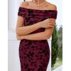 ZESICA Women’s Summer Off Shoulder Floral Bodycon Maxi Dress 2026 Ruched Elegant Formal Cocktail Wedding Guest Long Dresses(Burgundy)