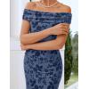ZESICA Women’s Summer Off Shoulder Floral Bodycon Maxi Dress 2026 Ruched Elegant Formal Cocktail Wedding Guest Long Dresses(Dusty Blue)