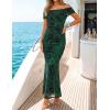 ZESICA Women’s Summer Off Shoulder Floral Bodycon Maxi Dress 2026 Ruched Elegant Formal Cocktail Wedding Guest Long Dresses(Green)