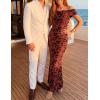 ZESICA Women’s Summer Off Shoulder Floral Bodycon Maxi Dress 2026 Ruched Elegant Formal Cocktail Wedding Guest Long Dresses(Rust)