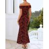 ZESICA Women’s Summer Off Shoulder Floral Bodycon Maxi Dress 2026 Ruched Elegant Formal Cocktail Wedding Guest Long Dresses(Rust)