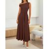 ZESICA Womens Summer One Shoulder Cocktail Maxi Dress 2026 Formal Sleeveless Flowy Wedding Guest Party Dresses with Belt(Brown)