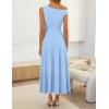 ZESICA Womens Summer One Shoulder Cocktail Maxi Dress 2026 Formal Sleeveless Flowy Wedding Guest Party Dresses with Belt(Light Blue)