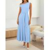 ZESICA Womens Summer One Shoulder Cocktail Maxi Dress 2026 Formal Sleeveless Flowy Wedding Guest Party Dresses with Belt(Light Blue)