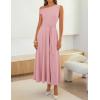 ZESICA Womens Summer One Shoulder Cocktail Maxi Dress 2026 Formal Sleeveless Flowy Wedding Guest Party Dresses with Belt(Pink)