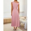 ZESICA Womens Summer One Shoulder Cocktail Maxi Dress 2026 Formal Sleeveless Flowy Wedding Guest Party Dresses with Belt(Pink)