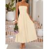 ZESICA Women’s Summer Sleeveless Midi Dress 2026 Strapless Ruched A Line Flowy Wedding Guest Party Beach Long Dresses(Apricot)