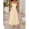 ZESICA Women’s Summer Sleeveless Midi Dress 2026 Strapless Ruched A Line Flowy Wedding Guest Party Beach Long Dresses(Apricot)