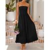 ZESICA Women’s Summer Sleeveless Midi Dress 2026 Strapless Ruched A Line Flowy Wedding Guest Party Beach Long Dresses(Black)