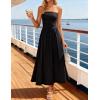 ZESICA Women’s Summer Sleeveless Midi Dress 2026 Strapless Ruched A Line Flowy Wedding Guest Party Beach Long Dresses(Black)