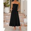 ZESICA Women’s Summer Sleeveless Midi Dress 2026 Strapless Ruched A Line Flowy Wedding Guest Party Beach Long Dresses(Black)