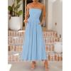 ZESICA Women’s Summer Sleeveless Midi Dress 2026 Strapless Ruched A Line Flowy Wedding Guest Party Beach Long Dresses(Blue)