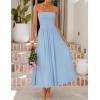 ZESICA Women’s Summer Sleeveless Midi Dress 2026 Strapless Ruched A Line Flowy Wedding Guest Party Beach Long Dresses(Blue)