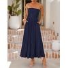 ZESICA Women’s Summer Sleeveless Midi Dress 2026 Strapless Ruched A Line Flowy Wedding Guest Party Beach Long Dresses(Navy)