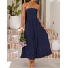 ZESICA Women’s Summer Sleeveless Midi Dress 2026 Strapless Ruched A Line Flowy Wedding Guest Party Beach Long Dresses(Navy)