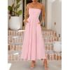 ZESICA Women’s Summer Sleeveless Midi Dress 2026 Strapless Ruched A Line Flowy Wedding Guest Party Beach Long Dresses(Pink)