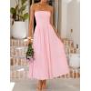 ZESICA Women’s Summer Sleeveless Midi Dress 2026 Strapless Ruched A Line Flowy Wedding Guest Party Beach Long Dresses(Pink)