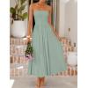 ZESICA Women’s Summer Sleeveless Midi Dress 2026 Strapless Ruched A Line Flowy Wedding Guest Party Beach Long Dresses(Sage)