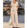 ZESICA Women’s Summer Two Pieces Suits Set 2026 Short Sleeve Blazer Wide Leg Pants Business Casual Outfits Sets(Apricot)