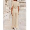 ZESICA Women’s Summer Two Pieces Suits Set 2026 Short Sleeve Blazer Wide Leg Pants Business Casual Outfits Sets(Apricot)