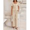 ZESICA Women’s Summer Two Pieces Suits Set 2026 Short Sleeve Blazer Wide Leg Pants Business Casual Outfits Sets(Apricot)