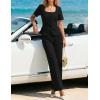 ZESICA Women’s Summer Two Pieces Suits Set 2026 Short Sleeve Blazer Wide Leg Pants Business Casual Outfits Sets(Black)
