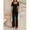 ZESICA Women’s Summer Two Pieces Suits Set 2026 Short Sleeve Blazer Wide Leg Pants Business Casual Outfits Sets(Black)