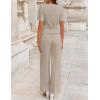 ZESICA Women’s Summer Two Pieces Suits Set 2026 Short Sleeve Blazer Wide Leg Pants Business Casual Outfits Sets(Grey Khaki)