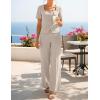 ZESICA Women’s Summer Two Pieces Suits Set 2026 Short Sleeve Blazer Wide Leg Pants Business Casual Outfits Sets(Grey Khaki)