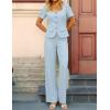 ZESICA Women’s Summer Two Pieces Suits Set 2026 Short Sleeve Blazer Wide Leg Pants Business Casual Outfits Sets(Light Blue)