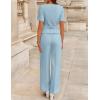 ZESICA Women’s Summer Two Pieces Suits Set 2026 Short Sleeve Blazer Wide Leg Pants Business Casual Outfits Sets(Light Blue)