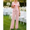 ZESICA Women’s Summer Two Pieces Suits Set 2026 Short Sleeve Blazer Wide Leg Pants Business Casual Outfits Sets(Light Pink)