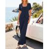 ZESICA Women’s Summer Two Pieces Suits Set 2026 Short Sleeve Blazer Wide Leg Pants Business Casual Outfits Sets(Navy)