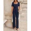 ZESICA Women’s Summer Two Pieces Suits Set 2026 Short Sleeve Blazer Wide Leg Pants Business Casual Outfits Sets(Navy)