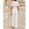 ZESICA Women’s Summer Two Pieces Suits Set 2026 Short Sleeve Blazer Wide Leg Pants Business Casual Outfits Sets(White)