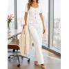 ZESICA Women’s Summer Two Pieces Suits Set 2026 Short Sleeve Blazer Wide Leg Pants Business Casual Outfits Sets(White)