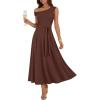 ZESICA Womens Summer One Shoulder Cocktail Maxi Dress 2026 Formal Sleeveless Flowy Wedding Guest Party Dresses with Belt(Brown)