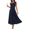 ZESICA Womens Summer One Shoulder Cocktail Maxi Dress 2026 Formal Sleeveless Flowy Wedding Guest Party Dresses with Belt(Navy)