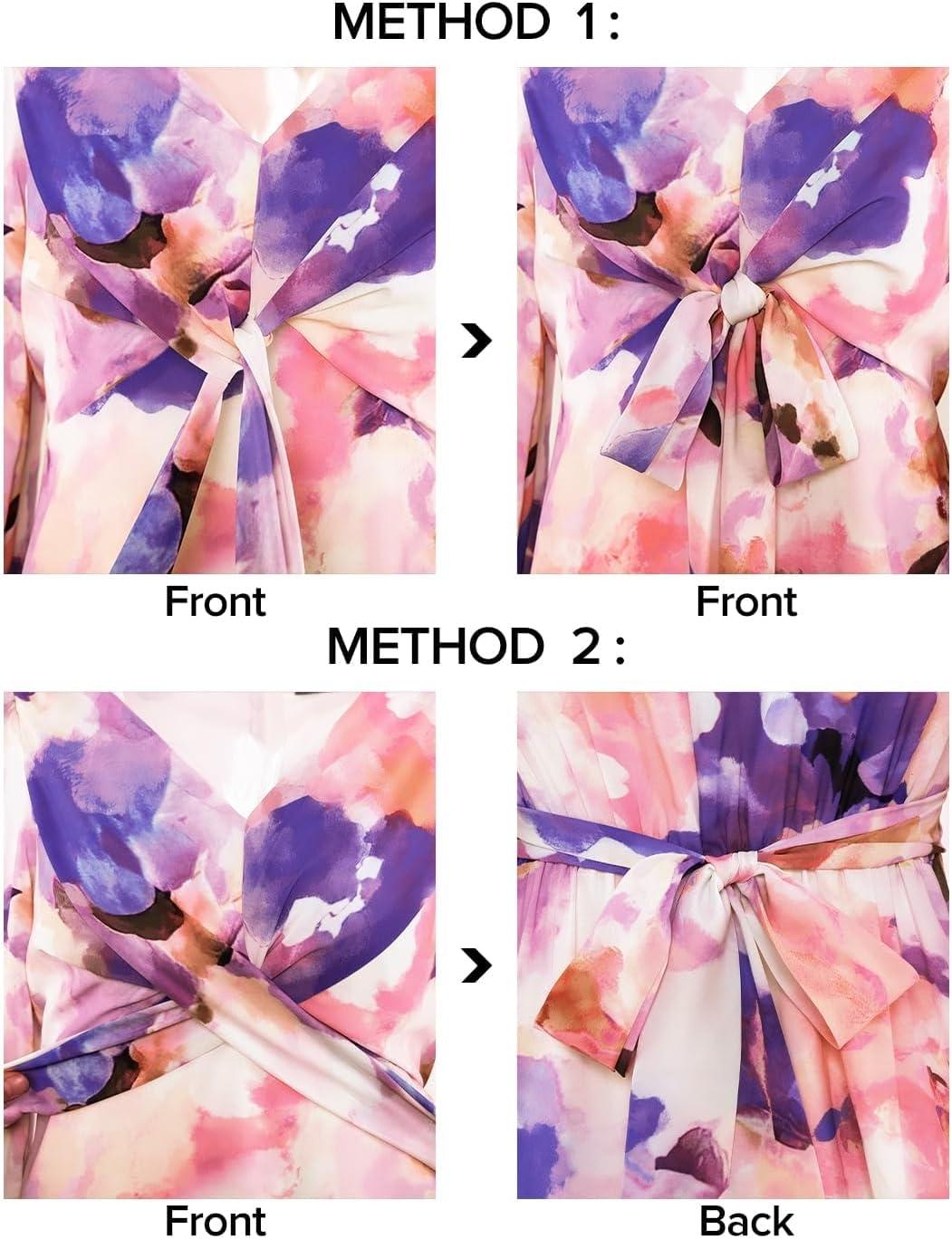imageZESICA Womens Floral Long Sleeve Midi Dresses 2026 Fall Boho V Neck Belted High Wasit Flowy Wedding Cocktail Party DressPurple