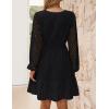 ZESICA Women’s 2026 Long Sleeve Mini Dress Fall V Neck Hollow Out Eyelet Embroidery Ruffle A Line Swing Short Dresses(Black)