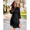 ZESICA Women’s 2026 Long Sleeve Mini Dress Fall V Neck Hollow Out Eyelet Embroidery Ruffle A Line Swing Short Dresses(Black)