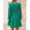 ZESICA Women’s 2026 Long Sleeve Mini Dress Fall V Neck Hollow Out Eyelet Embroidery Ruffle A Line Swing Short Dresses(Green)