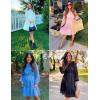 ZESICA Women’s 2026 Long Sleeve Mini Dress Fall V Neck Hollow Out Eyelet Embroidery Ruffle A Line Swing Short Dresses(Navy)